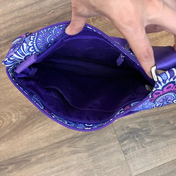 Vera Bradley Lighten Up Slim Crossbody Lilac Tapestry Purple Paisley - Picture 5 of 10